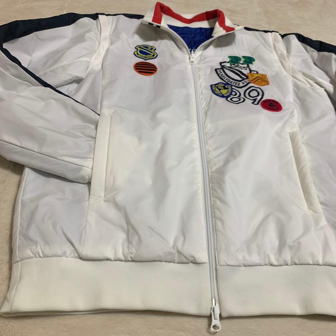 PEARLY GATES リバーシブル中綿ジャケット／ベスト、白／青、サイズ６