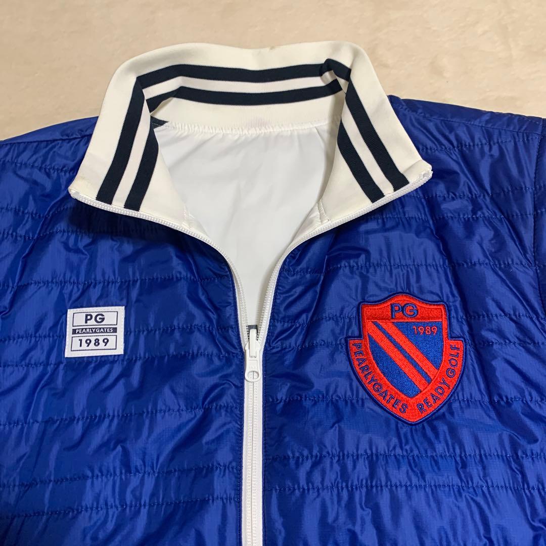 PEARLY GATES リバーシブル中綿ジャケット／ベスト、白／青、サイズ６