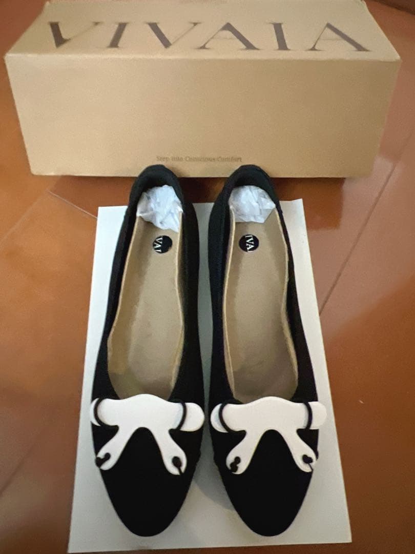 【美品】VIVAIA リボン付きフラットシューズ 25.5-26cm(40.5)