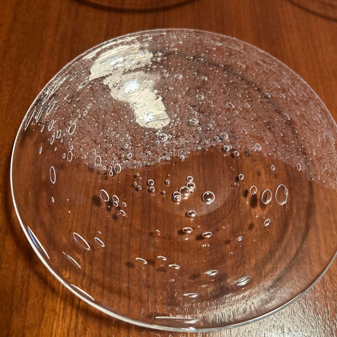 新品◆04荒川尚也　泡ガラスプレート　５枚セット　中皿