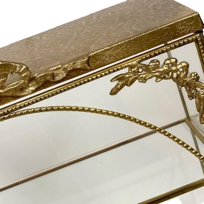 新品　真鍮×ガラス製 コレクションボックス（扉開閉式）アンティーク調