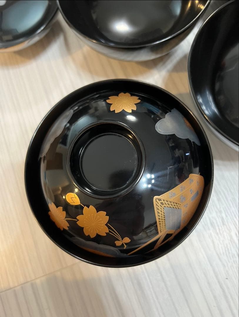 輪島塗　吸物椀　蒔絵御所車　十客揃　桐箱入