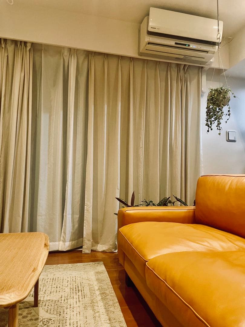 【無印良品】綿洗いざらしプリーツカーテン 幅150cm/丈209cm