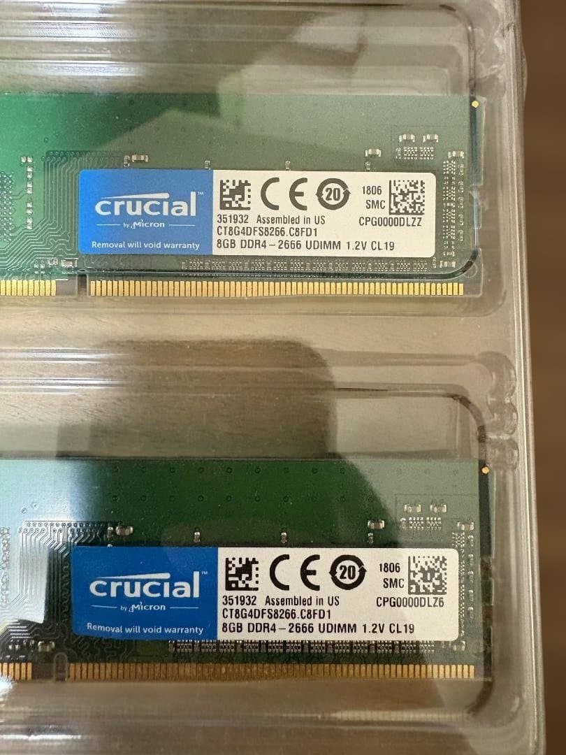 crucial DDR4 2666MHz 8GB×2枚 16GB