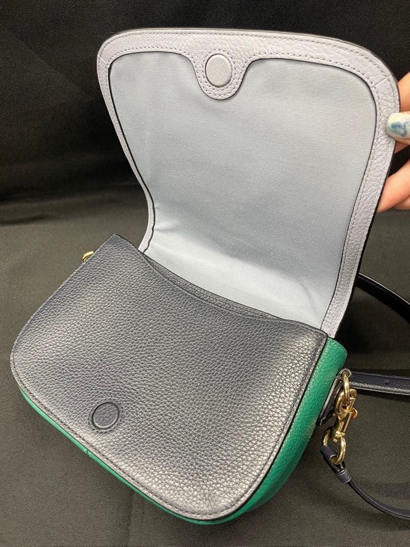 BA1【美品】COACH コーチ ショルダーバッグ レザー グリーン グレー