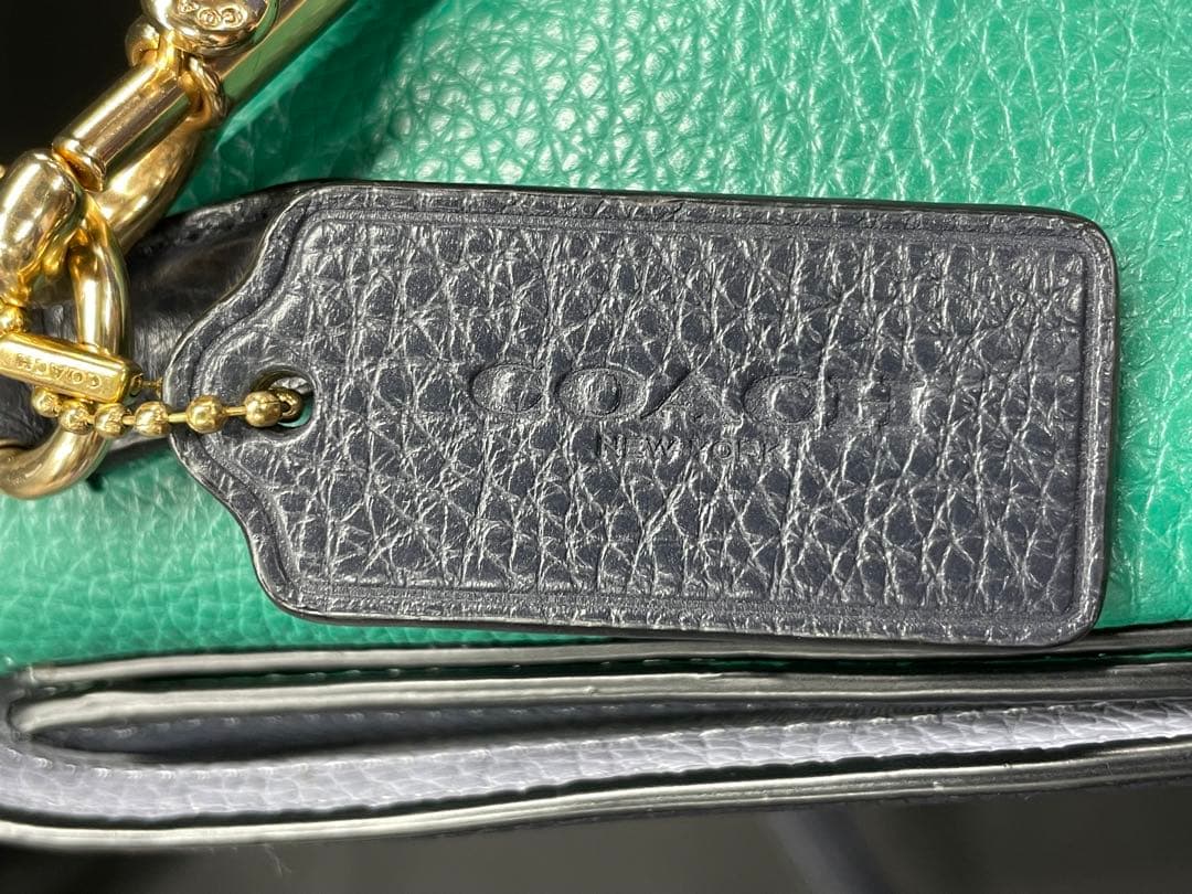 BA1【美品】COACH コーチ ショルダーバッグ レザー グリーン グレー