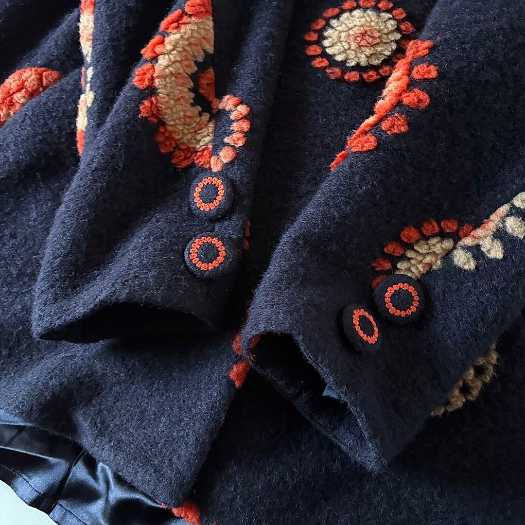 美品♡　定価4.8万円　アズノゥアズオオラカ　ウール　花柄　刺繍　コート