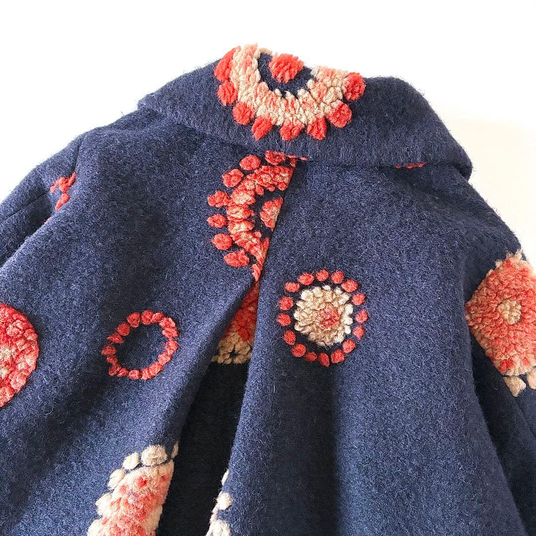 美品♡　定価4.8万円　アズノゥアズオオラカ　ウール　花柄　刺繍　コート