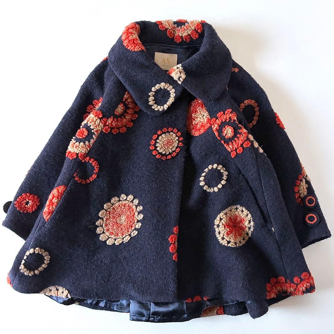 美品♡　定価4.8万円　アズノゥアズオオラカ　ウール　花柄　刺繍　コート