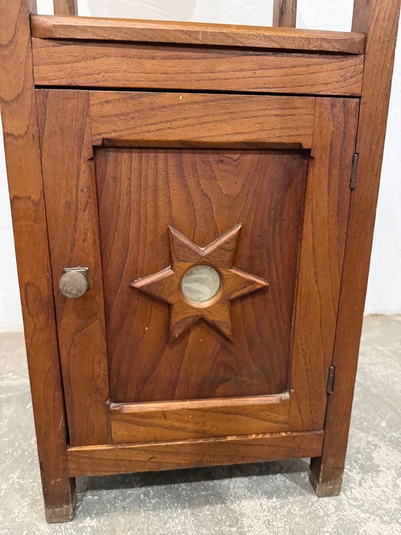 ヴィンテージ　木製サイドテーブル　ベッドサイドテーブル　フランス