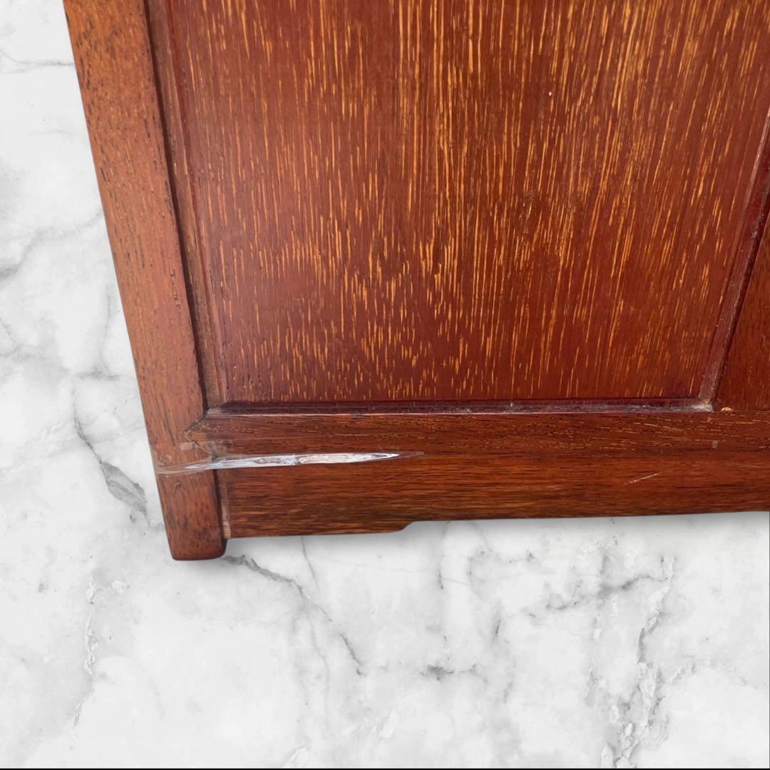 花梨材 棚 漆塗り 螺鈿細工 引出し付 収納家具