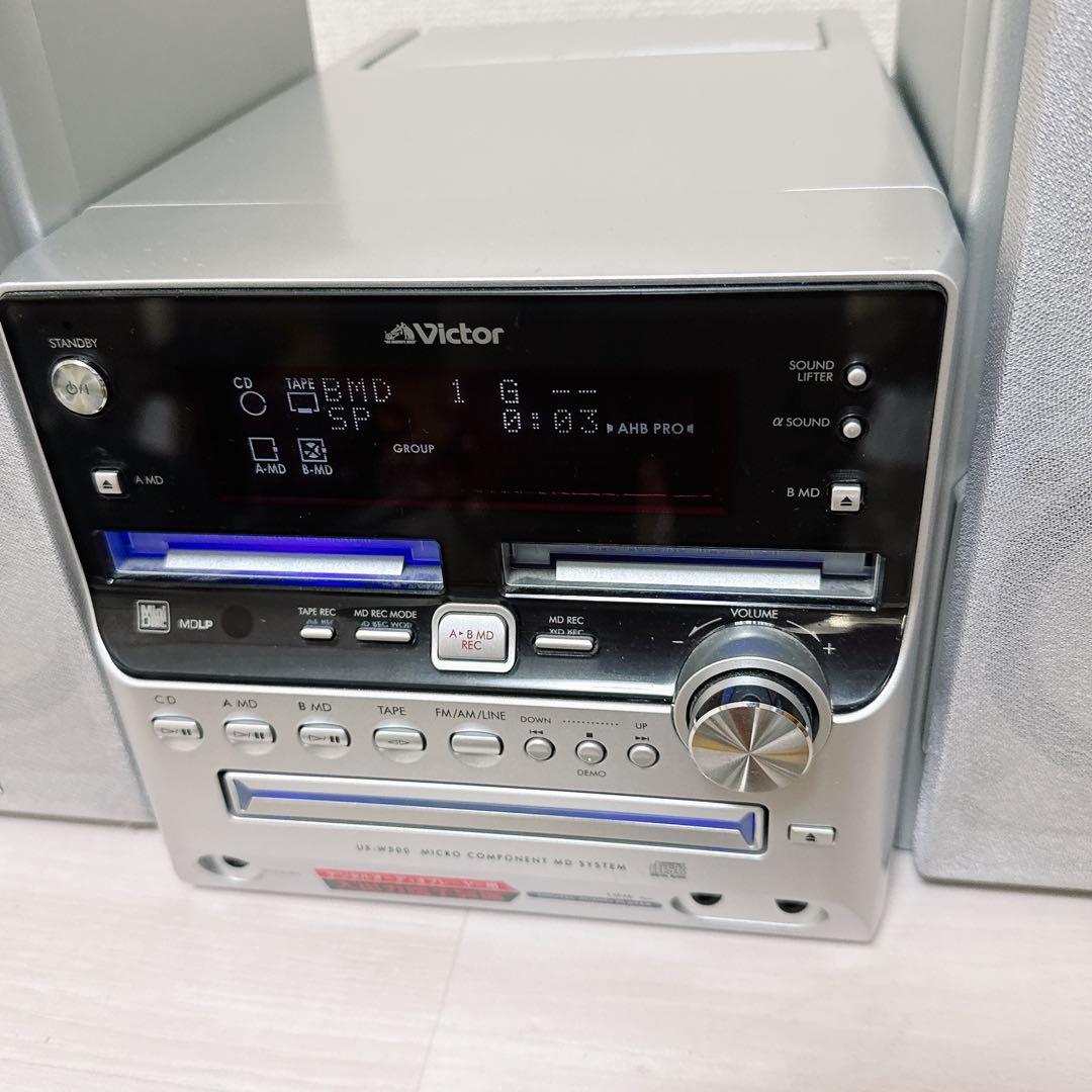 2457【美品】Victor UX-W500 CD-MD リモコン付き