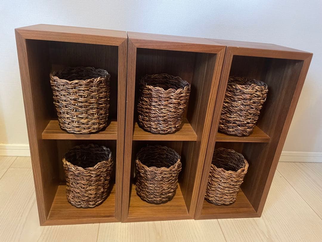 無印良品　壁に付けられる家具箱　ウォールナット2個セット