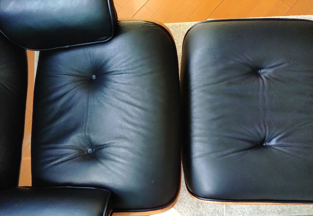 【引取希望】パーソナルチェア＆オットマン　イームズ　リプロダクト品　黒　レザー
