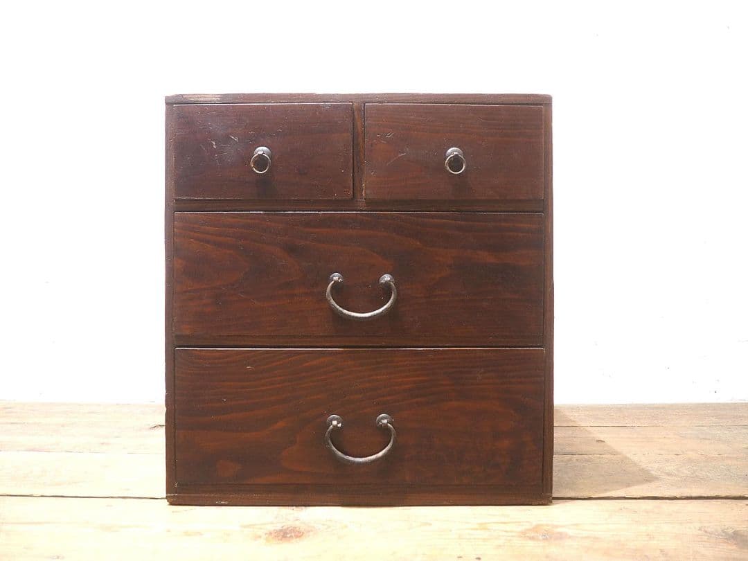 1387 レトロな杉の小引き出し　収納棚　小箪笥　ケース　古家具　アンティーク