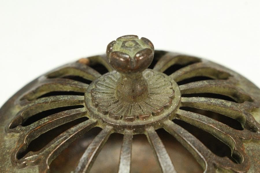 仏教美術 銅 蓮花 持香炉 蓮燭台 二件(K-LC970)