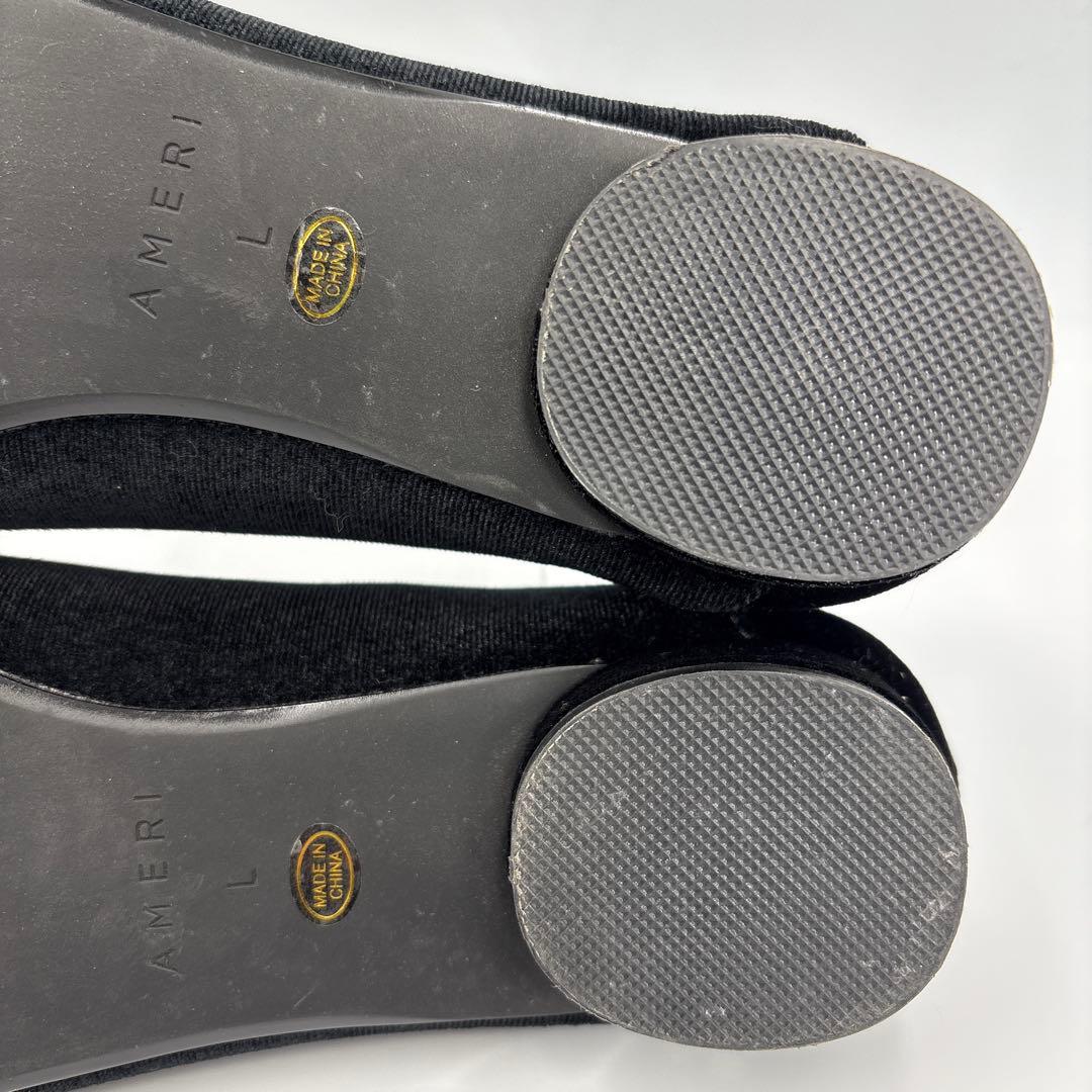 AMERI アメリヴィンテージ　ビジュー　フラットシューズ　ベロア　黒　完売品