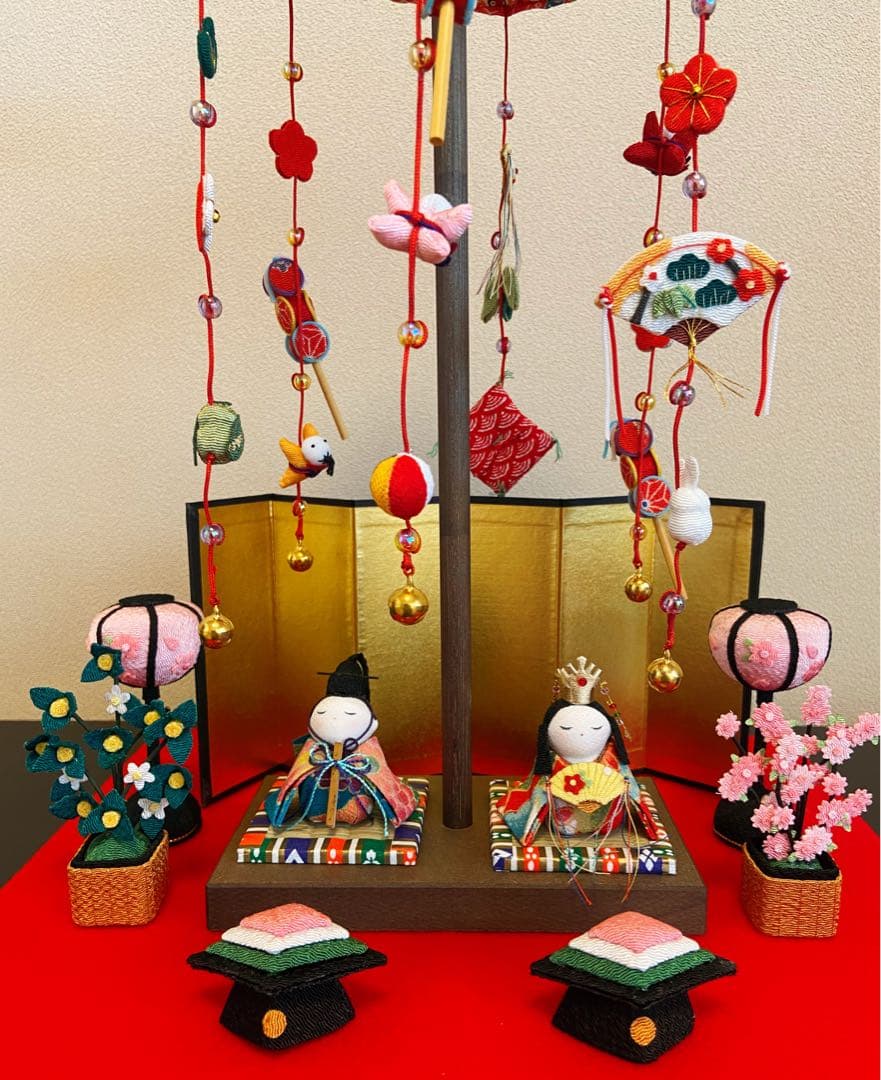 ちりめん細工雛人形と吊るし飾りセット