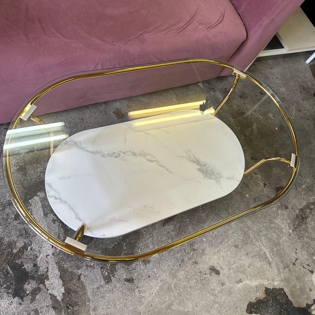 Francfranc レガート コーヒーテーブル S ゴールド×マーブル