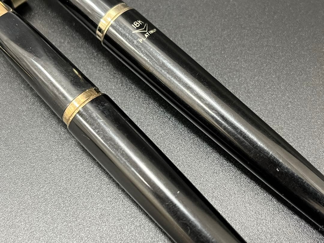 【ペン先18K】PLATINUM万年筆 太字2点セットブラック/ゴールド