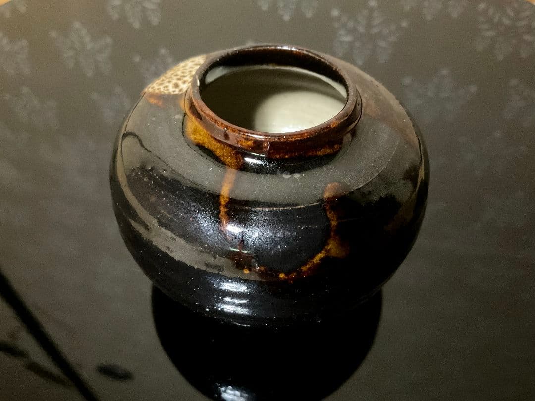 赤膚焼　二代目 小川二楽作　茶入　文琳　肩衝