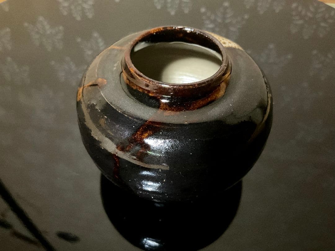 赤膚焼　二代目 小川二楽作　茶入　文琳　肩衝