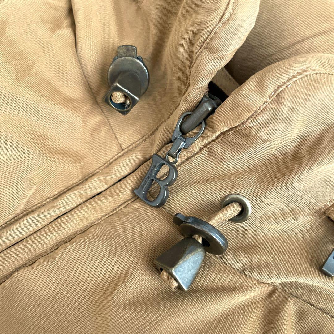 美品 90sヴィンテージ Burberry ロゴ総柄 中綿入り コート フード付