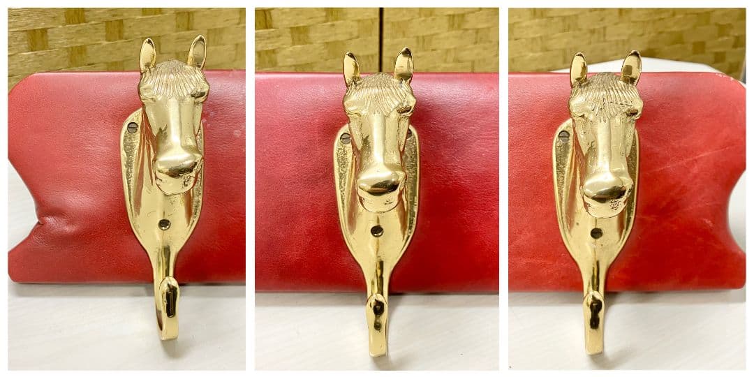 現状品 希少 バロッサバレンティ 壁掛けフック 馬 真鍮 3連フック