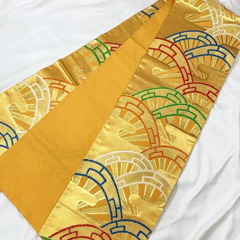 0ag55◆川島織物 祝帯 全通袋帯 源氏車◆十三参り ハーフ成人式 七五三