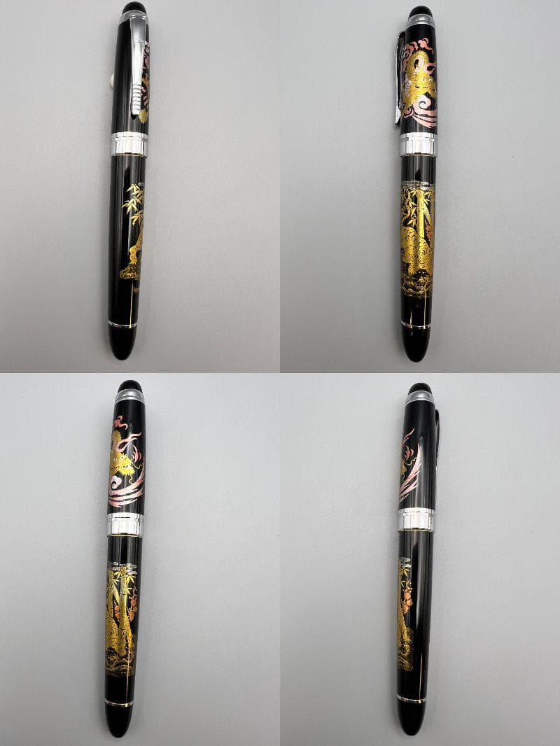 万年筆　蒔絵　龍虎　波鳥図　螺鈿装飾　3本セット