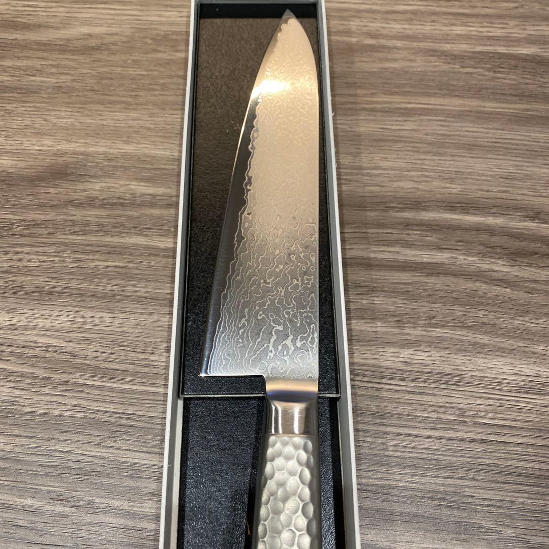 千葉刃物光月作牛刀共柄ダマスカス包丁180ミリ