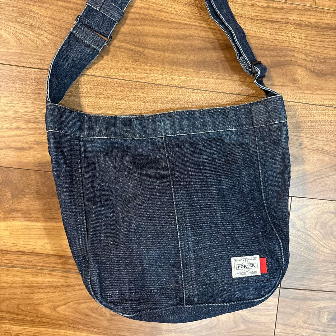 【美品】PORTER ポーター デニムキャンパス ショルダーバッグ リーバイス