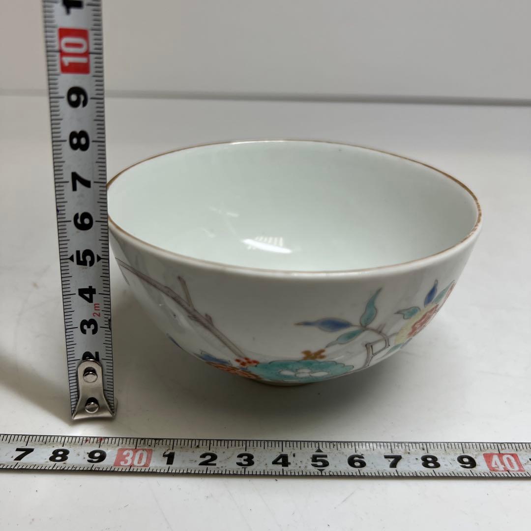 江戸後期　柿右衛門蓋茶碗　5客　幅約11㎝　 東R8-0214☆2F