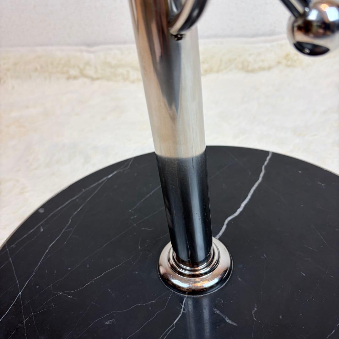 送料無料 サイドテーブル 2段式 ガラス・金属製 大理石