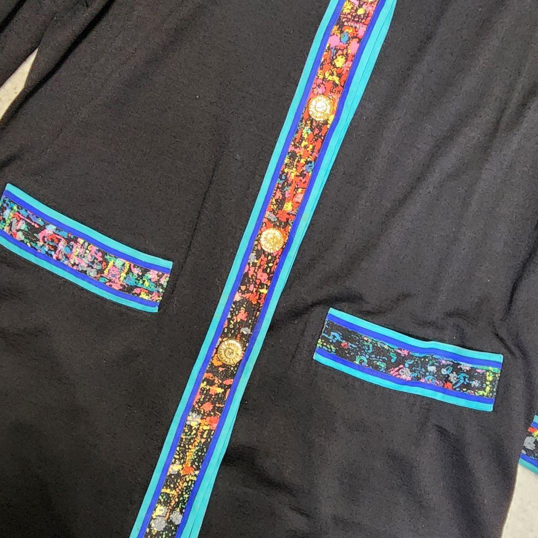 【大きいサイズL】レオナール カーディガン ワンピース トリム ウール 金ボタン