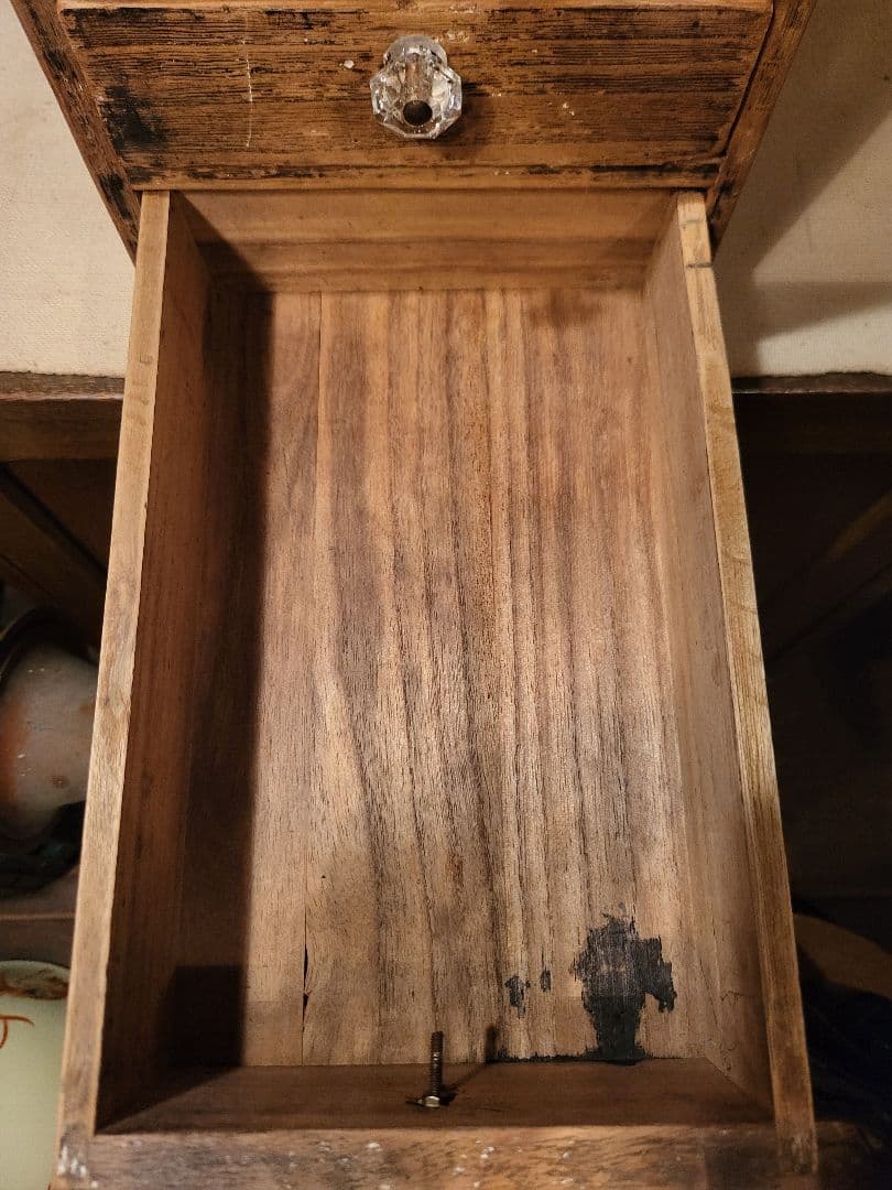 小引き出し　引き出し　ガラスつまみ　3杯　ヴィンテージ　アンティーク