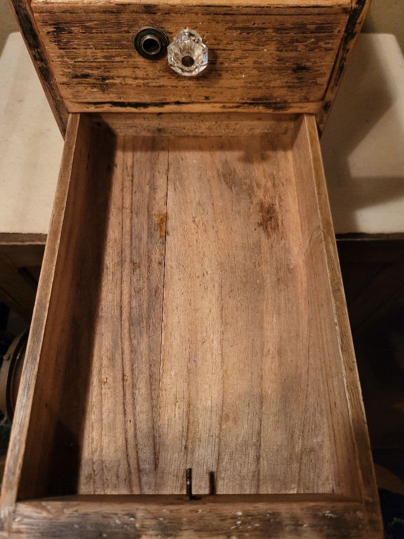 小引き出し　引き出し　ガラスつまみ　3杯　ヴィンテージ　アンティーク