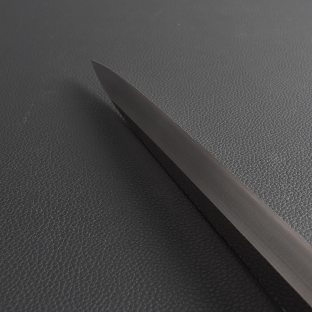 9776 柳刃包丁 尺寸 刃渡り300mm 刺身包丁 人工象牙黒三本巻八角柄