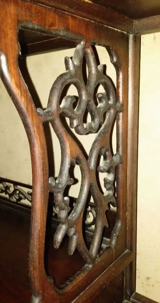 【昭和レトロ】 茶箪笥 飾り棚 和棚 飾り彫 古家具 アンティーク