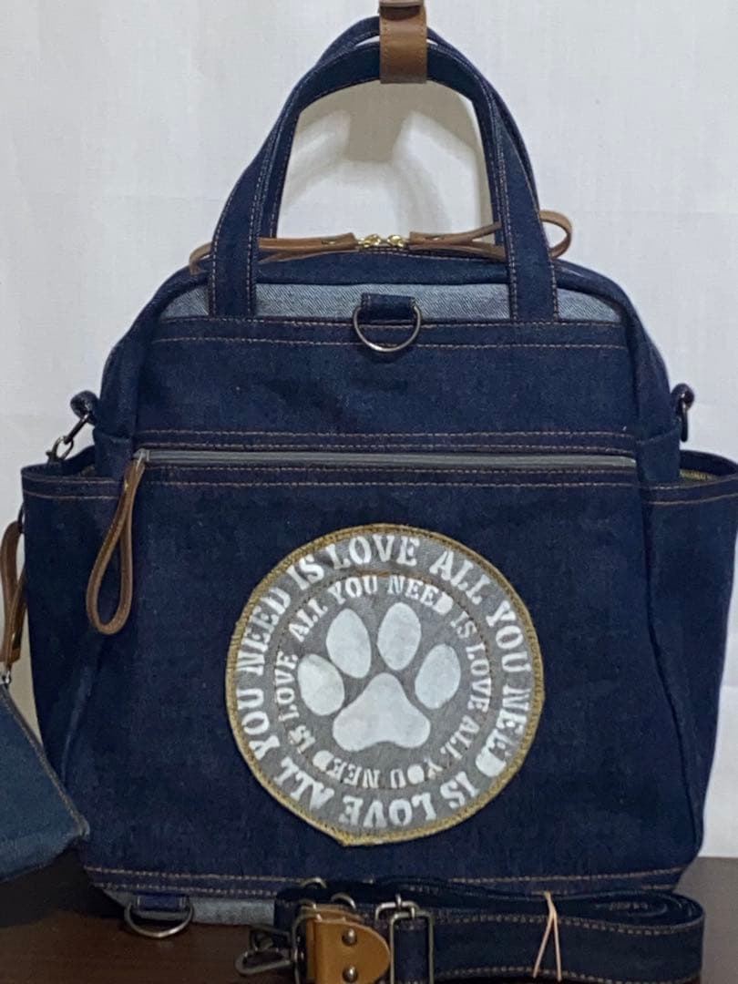 ☆岡山デニム☆黒猫☆リュック対応☆4wayボストンバッグ