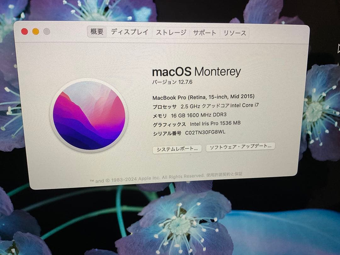 MacBook Pro 2015 16GB 251GB 15インチ