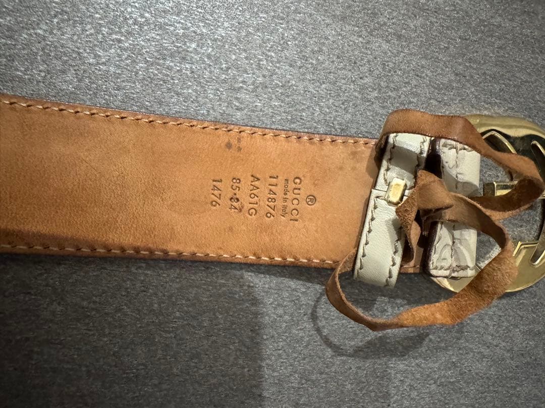 Gucci GGパターン ベージュレザーベルト 85/34