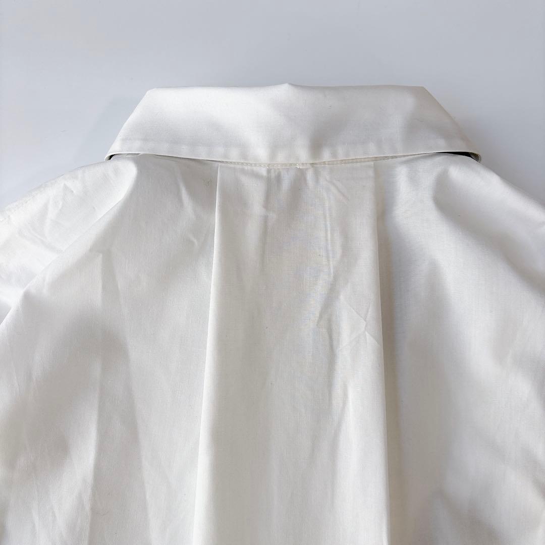 美品⁑CADUNE カデュネ　ボウ付きシャツチュニック　ホワイトブラック　洗える