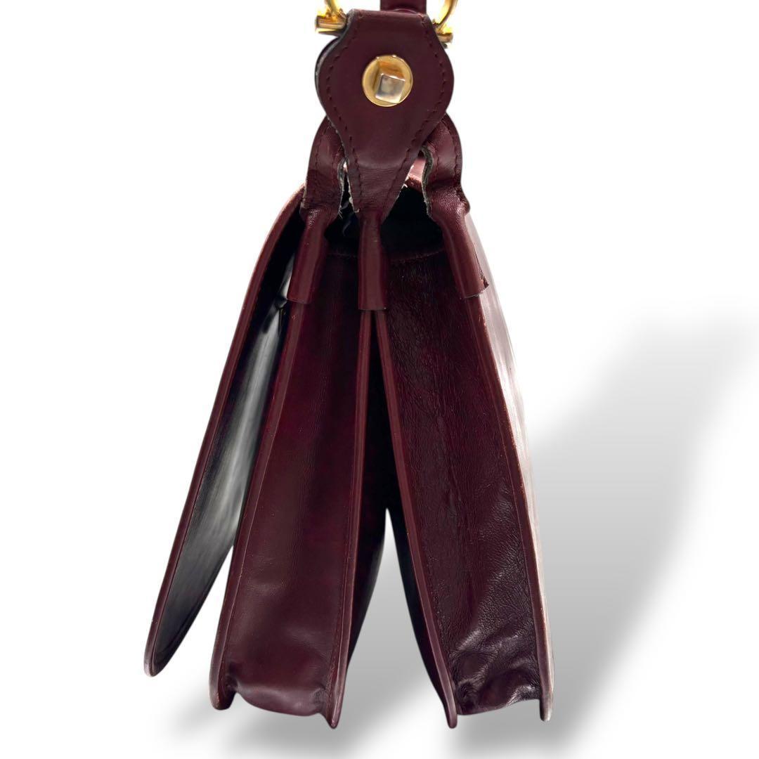 【ヴィンテージ】カルティエ　マストライン　ショルダーバッグ　ボルドー　レザー