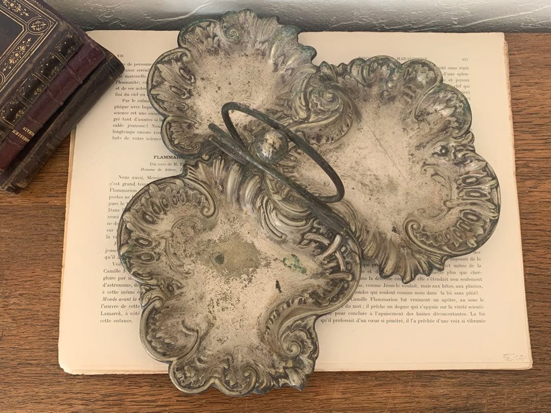 フランスアンティーク　シルバープレート　持ち手付き　ブロカント