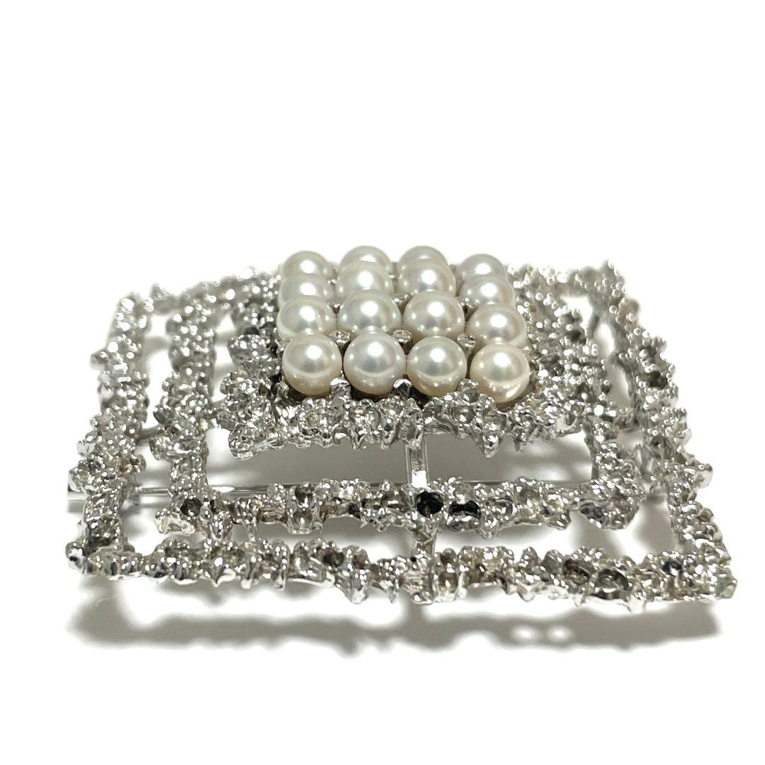 美品✨田崎真珠　TASAKI タサキ パール　ブローチ　コサージュ　スクエア