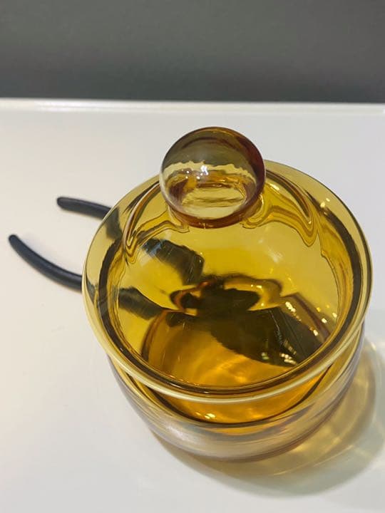 70s 80s アンティーク ビンテージ 容器 ガラス 小物入れ 美品 琥珀