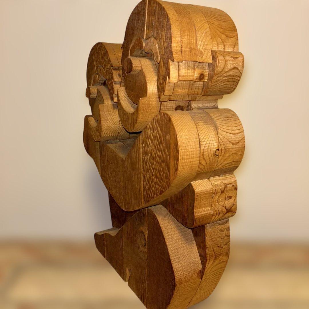 イタリア製 猿　木彫り 猿 2匹 オブジェ ヴィンテージ 彫刻 高さ約45cm