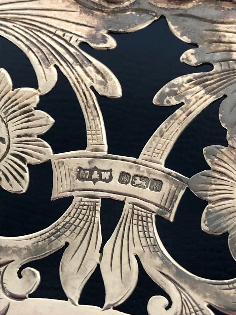 マッピン＆ウェッブ　純銀製　透かし＆カービング　コンポート　ディッシュ　シルバー