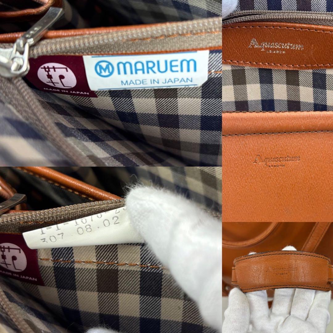 美品　アクアスキュータム マルエム 2way ビジネスバッグ クラブチェック　革